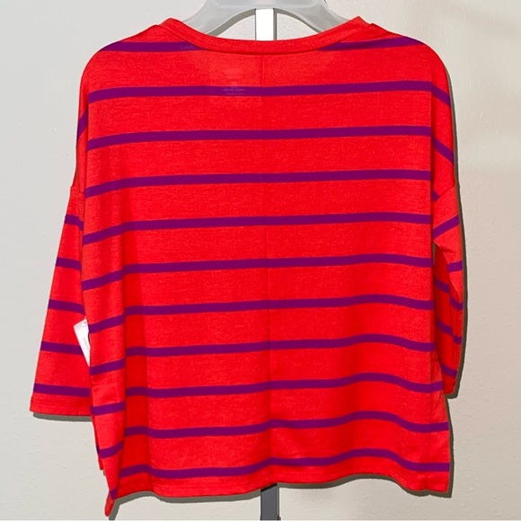 Old Navy Girl’s Oversized Red & Purple Striped Top, Size S (6-7) - Picture 2 of 5